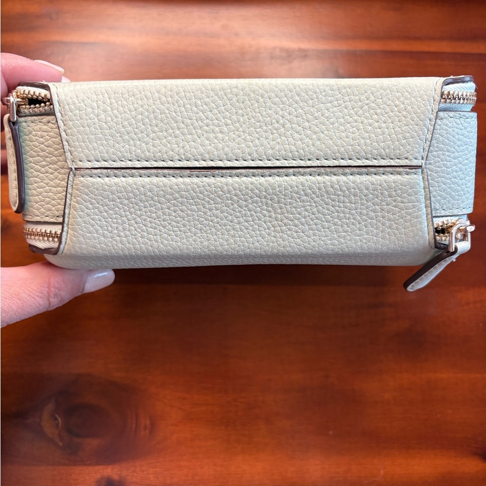 Pebbled Leather Top-Handle Crossbody Bag in Light Mint Double Zip! - Picture 5 of 10